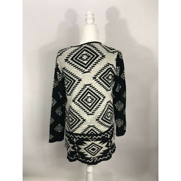 Charlie Paige Cascade Cardigan black white tribal print size S/M open front - Picture 5 of 6